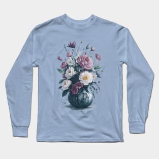 Vase of Flowers | Scattered Watercolor in Pastel Colors Long Sleeve T-Shirt